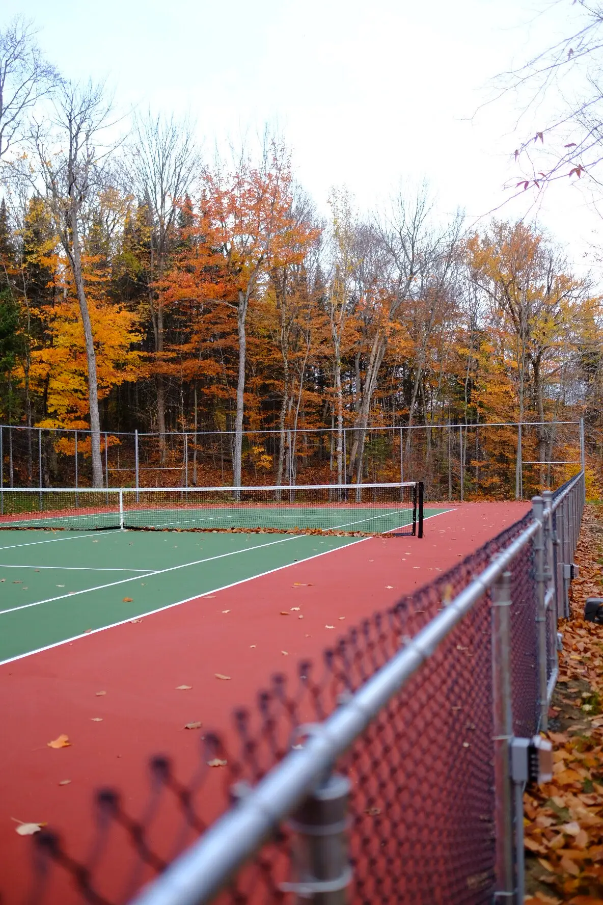 terrain de tennis feuilles automne