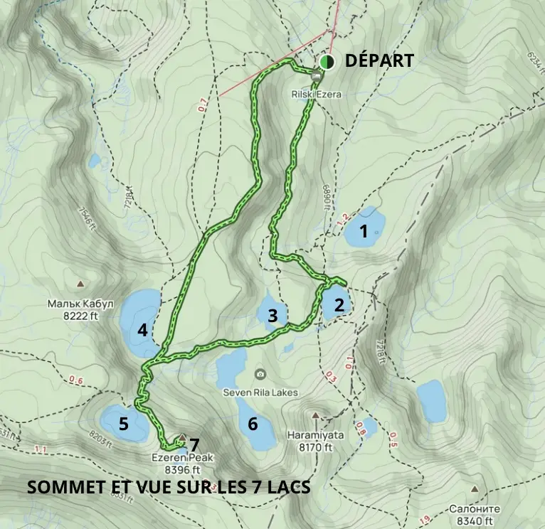 CARTE 7 lacs du rila randonnée
