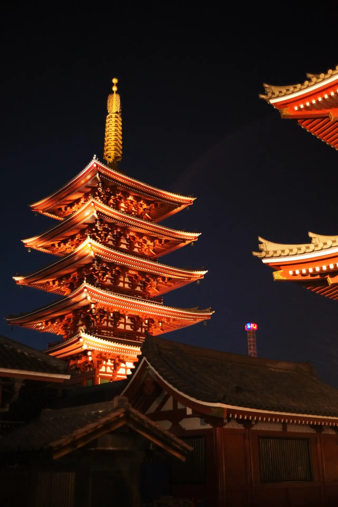 temple de Tokyo illuminé en hiver